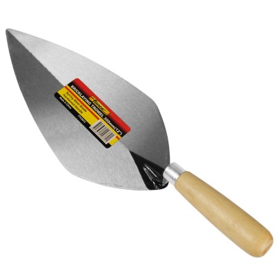 12" Medium Carbon Steel Pointed Bricklaying Trowels with Wooden Handle