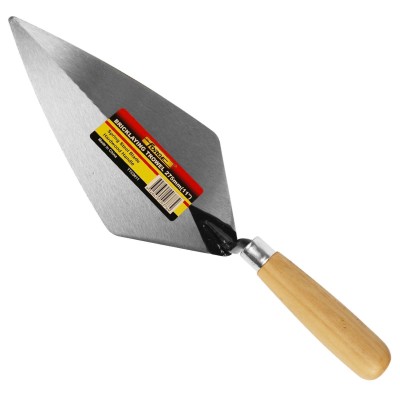 11" Medium Carbon Steel Pointed Bricklaying Trowels with Wooden Handle