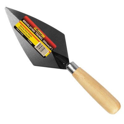 8" Medium Carbon Steel Pointed Bricklaying Trowels with Wooden Handle