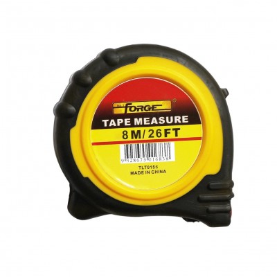 8m Steel Tape Measure with Nylon Coated Dual Blade and Magnetic Hook